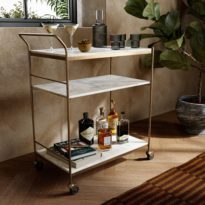 Tatum Antique Brass Rectangular Bar Cart | ready to ship!