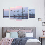 Pink Sky Over Ducks Wall Art