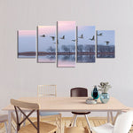 Pink Sky Over Ducks Wall Art