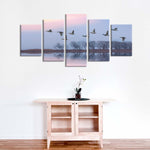 Pink Sky Over Ducks Wall Art