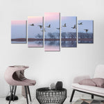 Pink Sky Over Ducks Wall Art