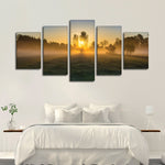 Misty Meadow At Sunrise Wall Art