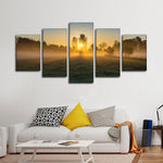 Misty Meadow At Sunrise Wall Art