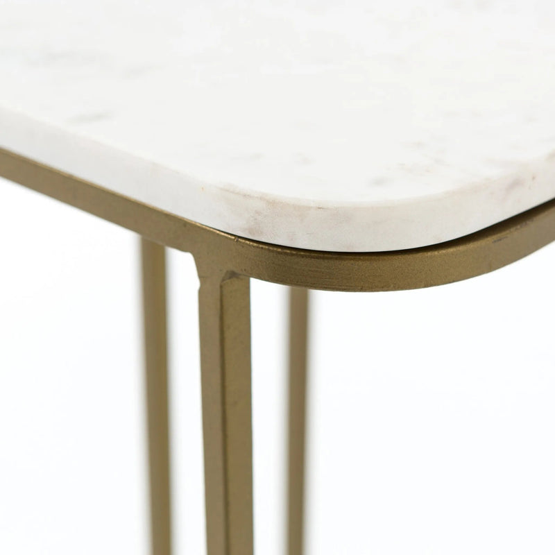 Adalley Polished White Marble C Table | ready to ship!
