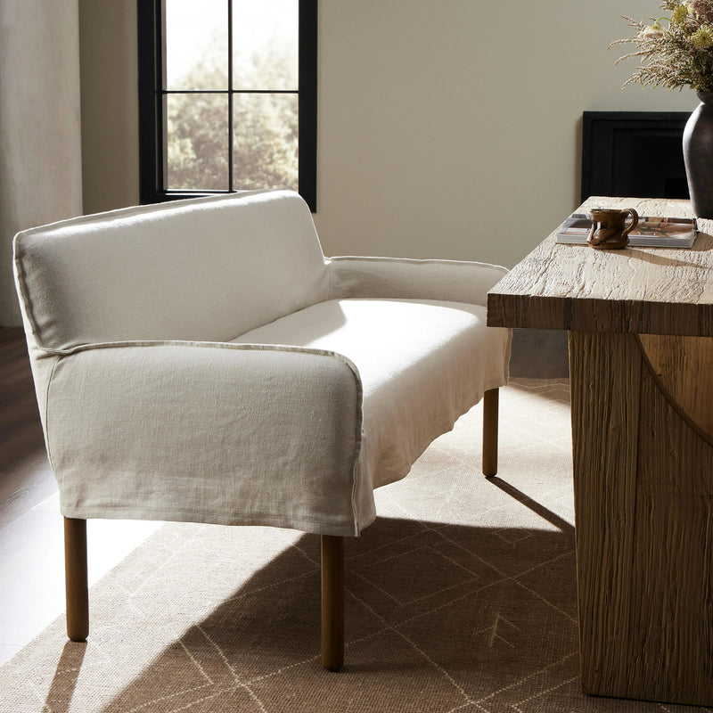 Addington Brussels Natural Slipcover Bench | shipping 5/30/2025