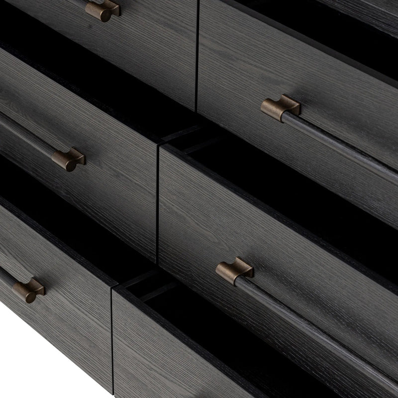 Adolfo Modern Black Ash 6 Drawer Dresser | shipping 7/7/2025