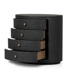 Amelia Black Linen Oval Nightstand | shipping 9/3/2025