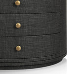 Amelia Black Linen Oval Nightstand | shipping 9/3/2025
