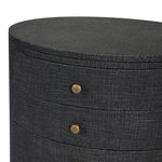 Amelia Black Linen Oval Nightstand | shipping 9/3/2025