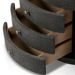 Amelia Black Linen Oval Nightstand | shipping 9/3/2025