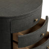 Amelia Black Linen Oval Nightstand | shipping 9/3/2025