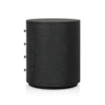 Amelia Black Linen Oval Nightstand | shipping 9/3/2025