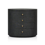 Amelia Black Linen Oval Nightstand | shipping 9/3/2025