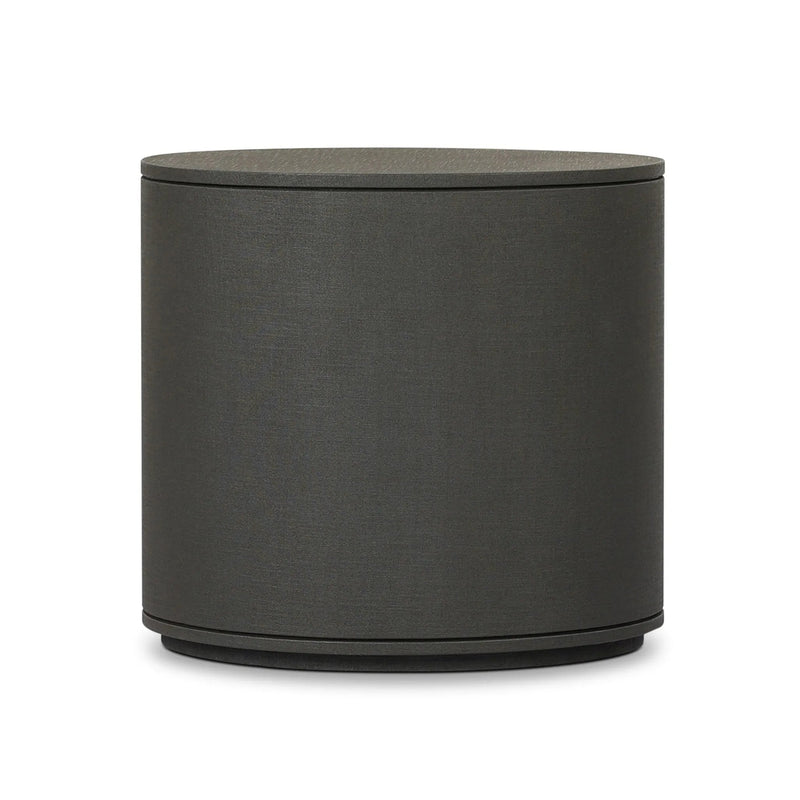 Amelia Dark Green Lacquered Linen Oval Nightstand | shipping 06/03/2025