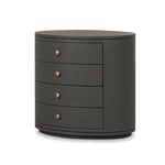 Amelia Dark Green Lacquered Linen Oval Nightstand | shipping 06/03/2025