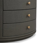 Amelia Dark Green Lacquered Linen Oval Nightstand | shipping 06/03/2025