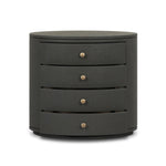 Amelia Dark Green Lacquered Linen Oval Nightstand | shipping 06/03/2025