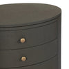 Amelia Dark Green Lacquered Linen Oval Nightstand | shipping 06/03/2025