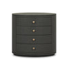 Amelia Dark Green Lacquered Linen Oval Nightstand | shipping 06/03/2025