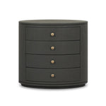 Amelia Dark Green Lacquered Linen Oval Nightstand | shipping 06/03/2025