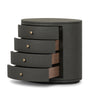 Amelia Dark Green Lacquered Linen Oval Nightstand | shipping 06/03/2025