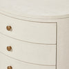 Amelia Ivory Painted Linen Oval Nightstand | shipping 7/18/2025