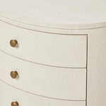 Amelia Ivory Painted Linen Oval Nightstand | shipping 7/18/2025