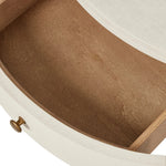Amelia Ivory Painted Linen Oval Nightstand | shipping 7/18/2025