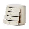 Amelia Ivory Painted Linen Oval Nightstand | shipping 7/18/2025