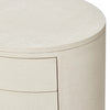 Amelia Ivory Painted Linen Oval Nightstand | shipping 7/18/2025