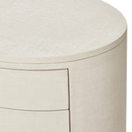 Amelia Ivory Painted Linen Oval Nightstand | shipping 7/18/2025