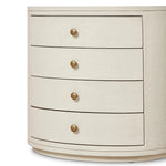 Amelia Ivory Painted Linen Oval Nightstand | shipping 7/18/2025