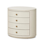 Amelia Ivory Painted Linen Oval Nightstand | shipping 7/18/2025