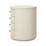 Amelia Ivory Painted Linen Oval Nightstand | shipping 7/18/2025