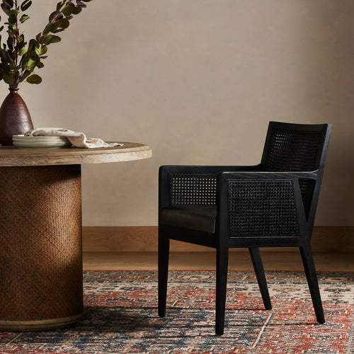 Antonia Sonoma Black Dining Arm Chair | ready to ship!