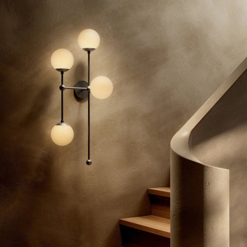 Armstrong Black Gunmetal Opal Matte Glass 4 L Sconce | ready to ship!