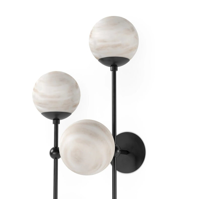 Armstrong Black Gunmetal Marbled Matte Glass 4 L Sconce | ready to ship!