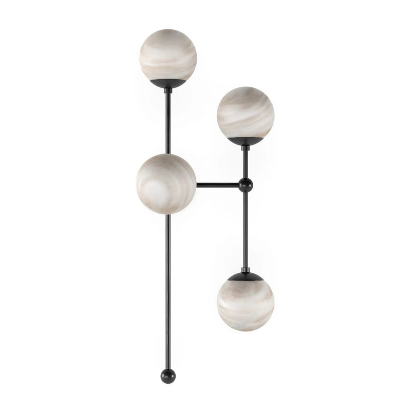 Armstrong Black Gunmetal Marbled Matte Glass 4 R Sconce | ready to ship!