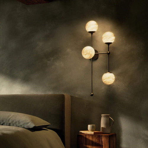 Armstrong Black Gunmetal Marbled Matte Glass 4 R Sconce | ready to ship!