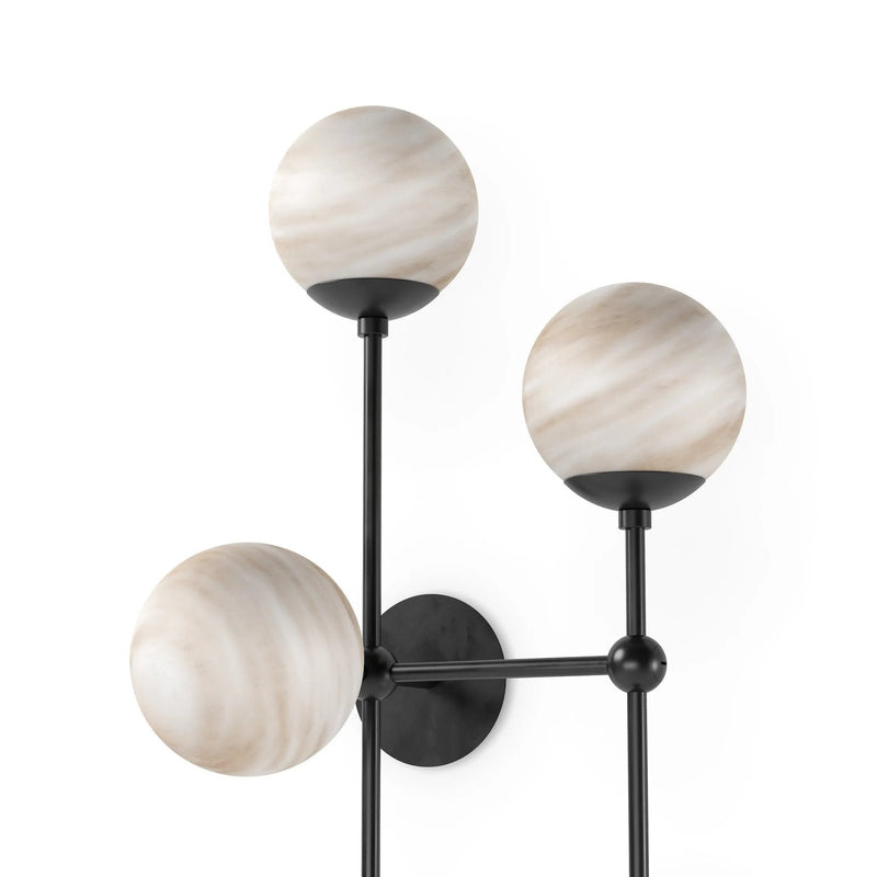 Armstrong Black Gunmetal Marbled Matte Glass 4 R Sconce | ready to ship!