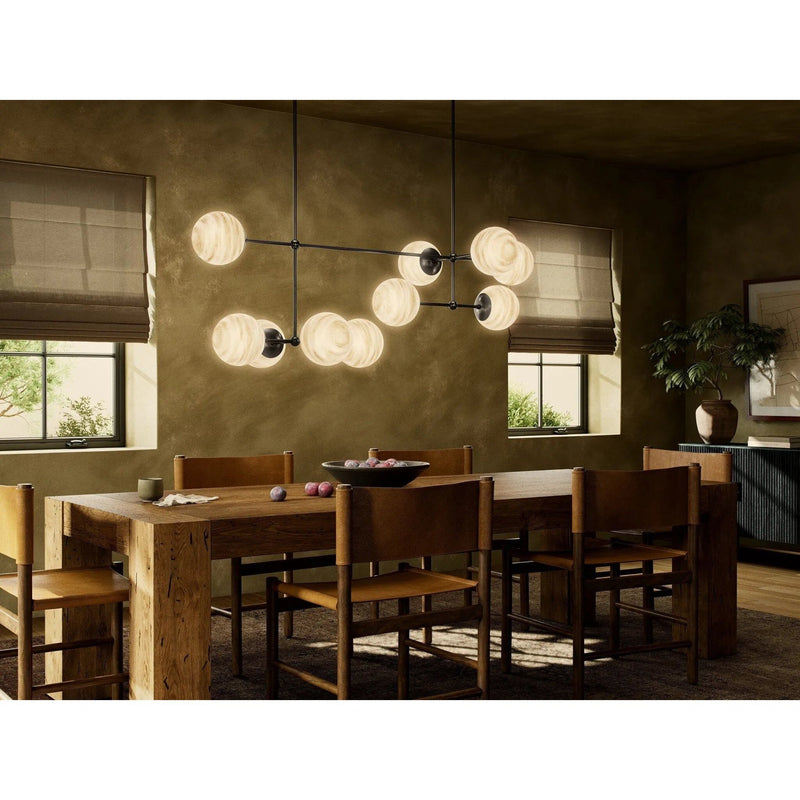 Armstrong Black Gunmetal Marbled Matte Glass Linear Chandelier | ready to ship!