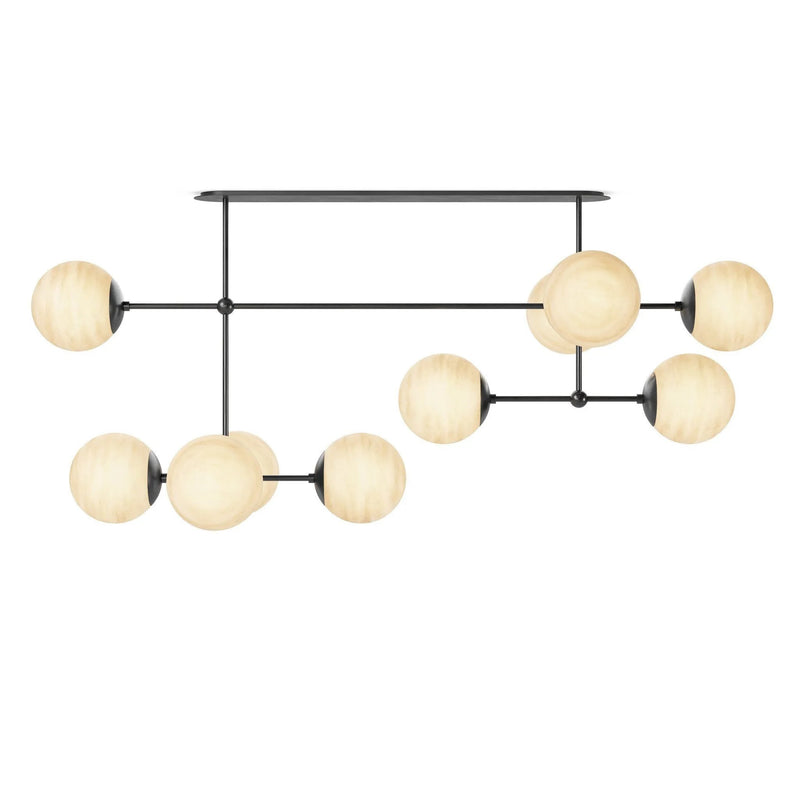 Armstrong Black Gunmetal Marbled Matte Glass Linear Chandelier | ready to ship!