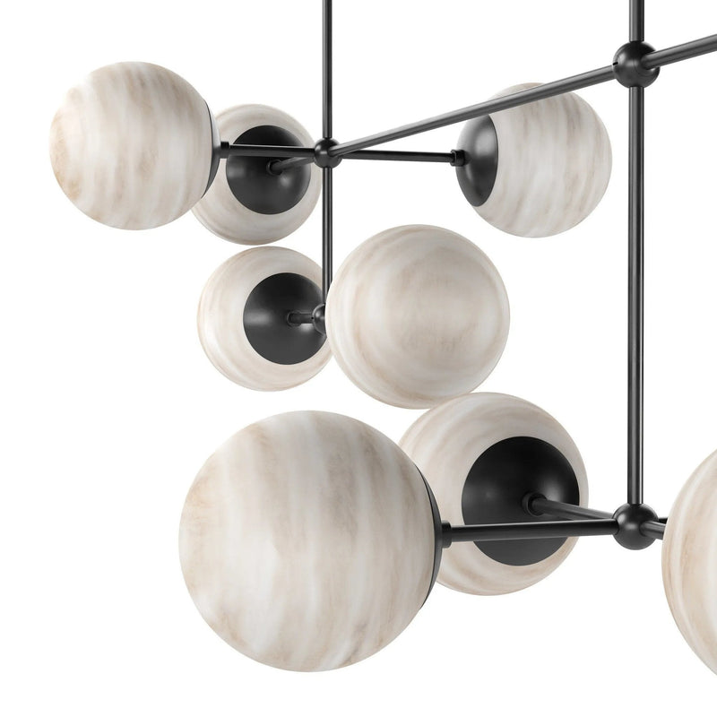 Armstrong Black Gunmetal Marbled Matte Glass Linear Chandelier | ready to ship!