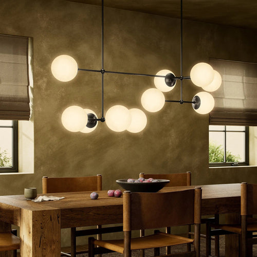 Armstrong Black Gunmetal Opal Matte Glass Linear Chandelier | ready to ship!