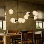 Armstrong Black Gunmetal Marbled Matte Glass Linear Chandelier | ready to ship!