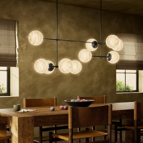 Armstrong Black Gunmetal Marbled Matte Glass Linear Chandelier | ready to ship!
