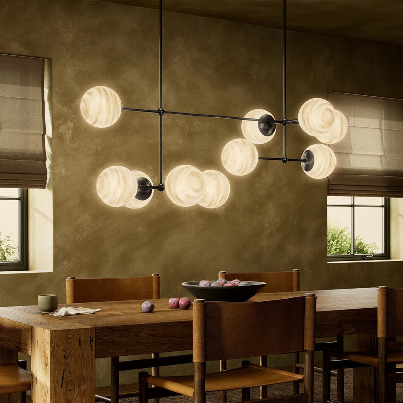 Armstrong Black Gunmetal Marbled Matte Glass Linear Chandelier | ready to ship!