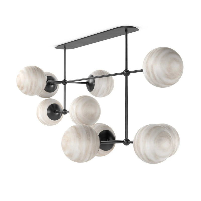Armstrong Black Gunmetal Marbled Matte Glass Linear Chandelier | ready to ship!
