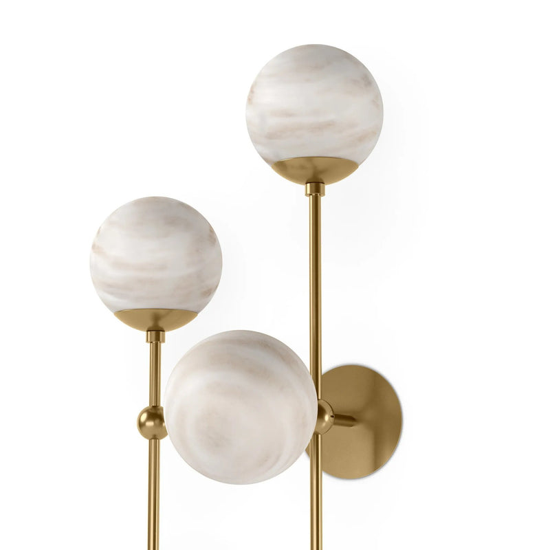 Armstrong Burnished Brass Marbled Matte Glass 4 L Sconce | ready to ship!