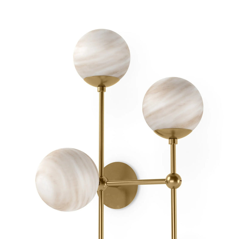 Armstrong Burnished Brass Marbled Matte Glass 4 R Sconce | ready to ship!